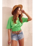 Short T-shirt with a wide cuff, green MP14546 - Online store - Boutique